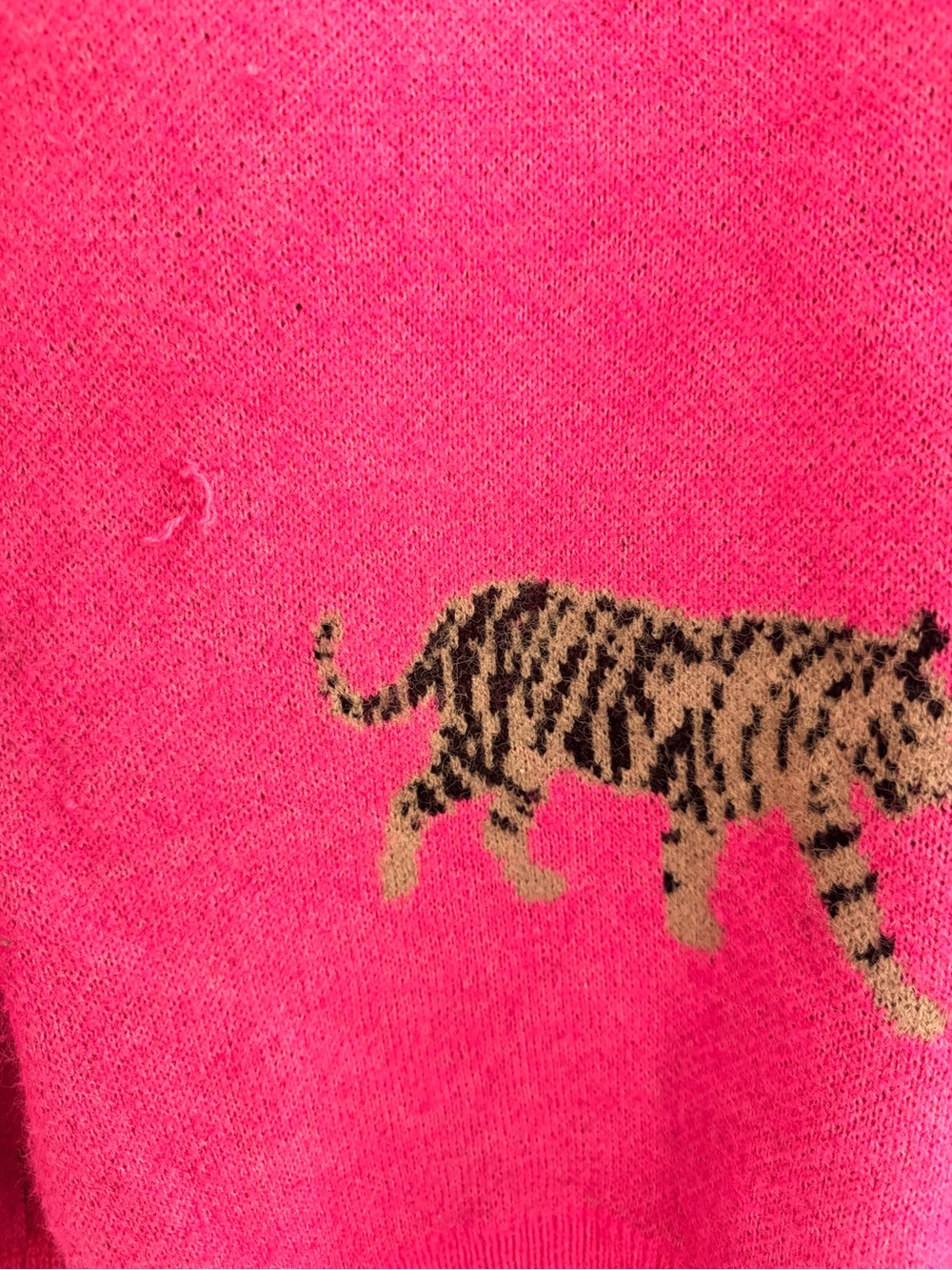 BiBi Bright Pink Crewneck Sweater with Tiger Motif - Picture 3 of 4